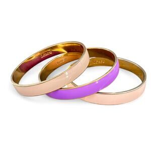 J Crew Enamel Bangle Bracelet Lot Pastel Set of 3 Pink Beige Lavender